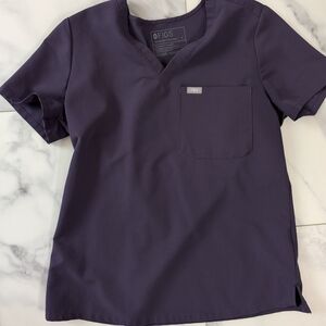 Figs Deep Purple V-Neck Scrub Top